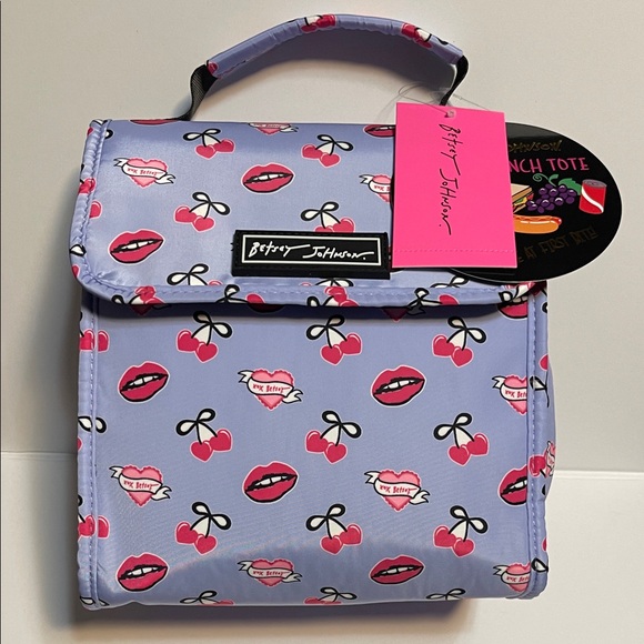 Betsey Johnson Handbags - Betsey Johnson Lavender Tote with Cherry and Lip Design